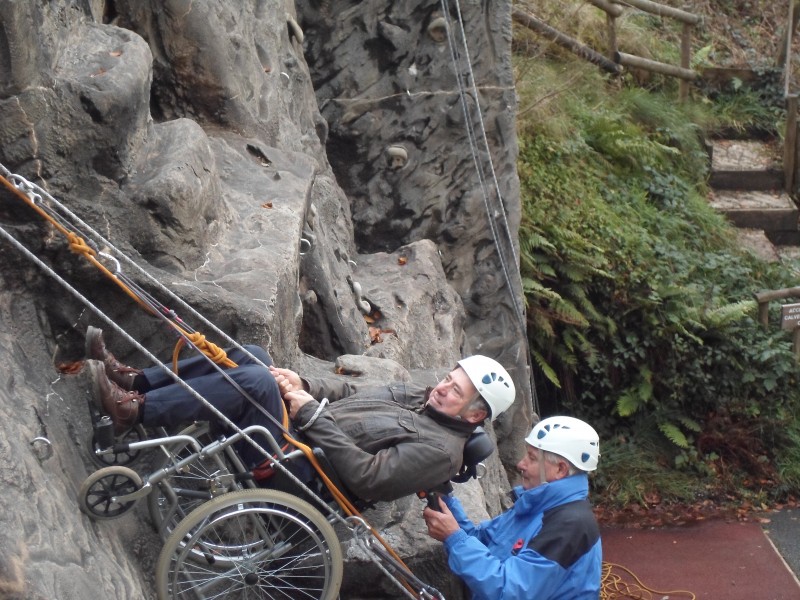 Russ and Spud abseiling